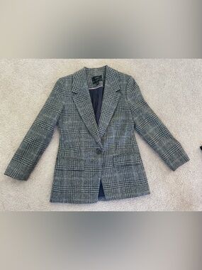 New without Tags J. Crew Women's Willa Grey Plaid 100% Wool Blazer